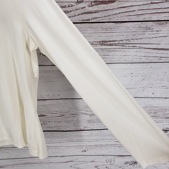 Garnet Hill Ivory Knit Turtle Neck Organic Pima Cotton Blend Sweater XL - Picture 5 of 11